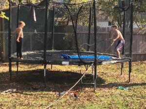 Photo of grandchildren playing in water December 2017