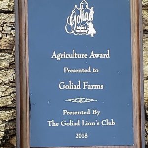 Photo of agriculture award from the Goliad Lion's Club at the 2019 Goliad County Chamber of Commerce annual banquet.